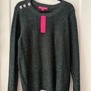Lilly Pulitzer morgen sequin Elegant evergreen Sweater with Sparkling Accents